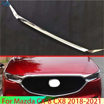 Для Mazda CX-8 CX8 2018-2021 ABS Хром Передний капот Капот Решетка радиатора Бампер Губа Сетка Отделка Крышка Молдинг Авто Стайлинг Набор Стикер