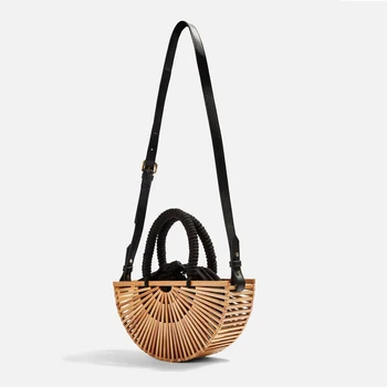 Древний стиль, креативная модная бамбуковая тканая сумка на одно плечо, плетеная сумка из ротанга через плечо, наружная пляжная сумка, экологическая сумка