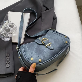 Женская повседневная сумка-ранец Регулируемый ремешок PU Кожа Простая сумка для поездок на работу Однотонная ретро сумка через плечо Y2K Сумка для покупок