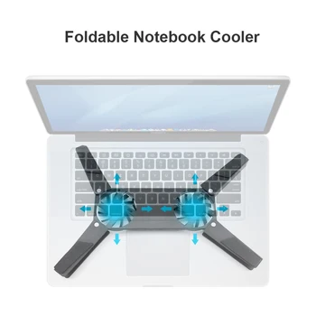 ЖК-дисплей Держатель охладителя ноутбука Складной кулер для ноутбука с питанием от USB с двойными 60-мм вентиляторами для ноутбука