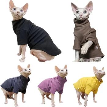 Зимняя водолазка Голый котенок Одежда Теплая куртка Сфинкса для маленьких средних собак Пижама для кошек Мягкая рубашка для домашних животных Костюмы чихуахуа