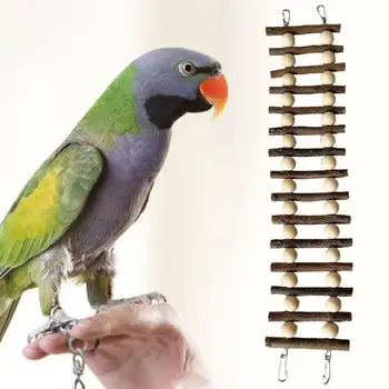 Игрушка для птиц из твердого материала Игрушка для птиц природного ландшафта Красочная подвесная игрушка-птица с натуральным деревом для упражнений, легко сгибаемая