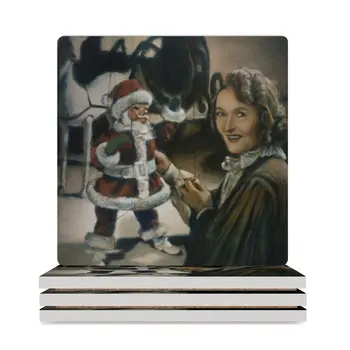 Керамические подставки для Сью Хастингс и Санта-Клауса (квадратные) для набора чашек черный коврик для чашек Подставки