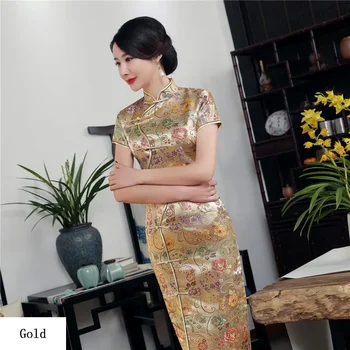Китайский национальный Cheongsam Винтаж Женское Длинное Платье Qipao Модные Женские Платья