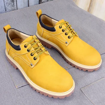 Классическая мужская теплая водонепроницаемая нубуковая кожа чукка походные ботинки желтый прочный прочный на шнуровке дерби на открытом воздухе защитная обувь для мужчин