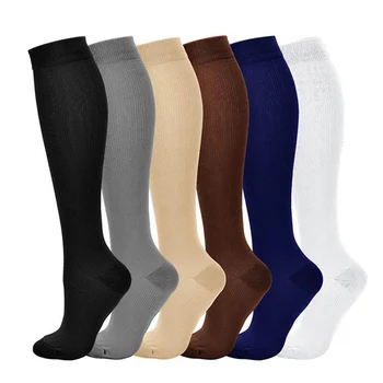 Компрессионные чулки Содействие кровообращению Компрессионные носки для похудения Противоусталостные удобные однотонные высокие носки