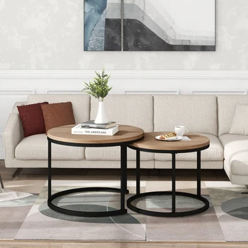 Круглый приставной столик для гостиной, деревянный журнальный столик, полка для гостиной, выдвижной декоративный столик, передний столик для дивана