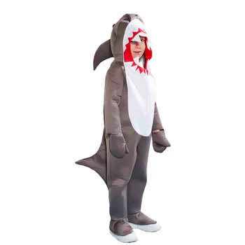 Милые животные Косплей Костюм для детей Хэллоуин Страшная акула Комбинезоны с капюшоном Мальчики Девочки Карнавал Пасха Пурим Маскарадный костюм