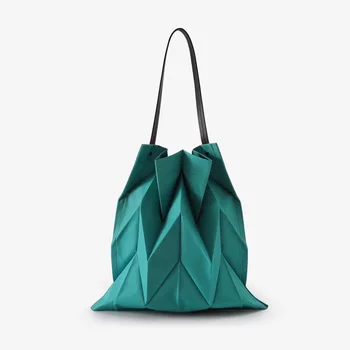 Модные женские геометрические плиссированные сумки Корейский стиль Холст Большая емкость Сумка через плечо Женская сумка для покупок Женская сумка