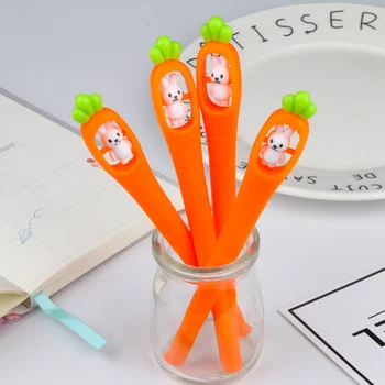 морковная ручка студент пишет красивая форма гель мультфильм канцелярские ручки очаровательные детские чернила универсальный знак офисные подарки