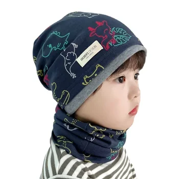 Новая детская шапочка шарф высококачественная хлопковая шапочка весна осень зима детская шапочка для мальчиков и девочек детская шапочка с воротником шарф