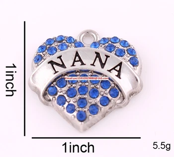Новое поступление Размер 1 дюйм*1 дюйм Новый листинг 50шт цинк, усыпанный сверкающими кристаллами NANA Heart Pendant(P500119)