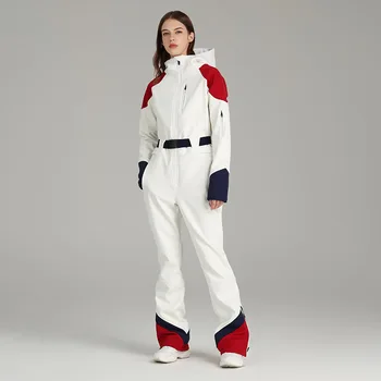 Новые цельные лыжные костюмы для женщин Зимние утолщенные комбинезоны для катания на лыжах Ветрозащитные водонепроницаемые комплекты для сноубординга на открытом воздухе