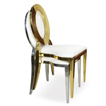 Обеденные стулья из нержавеющей стали, гальваническое покрытие из титанового золота и серебра, свадебный ресторан, вечеринка