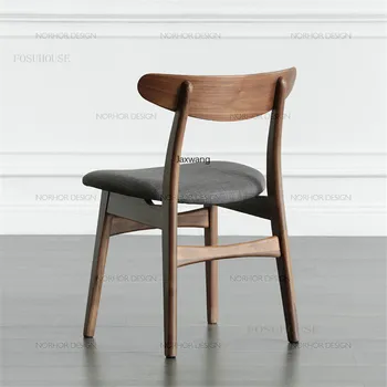 Обеденные стулья Кухонный стул-бабочка Стул из массива дерева Кабинет Тканевое сиденье для квартиры Обеденный стул B