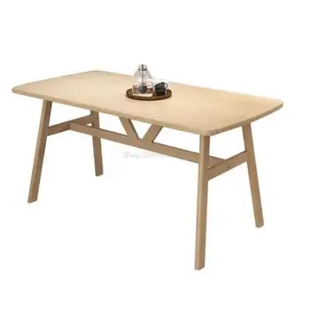  Обеденный стол в небольшой квартире Имитация дерева Железо Обеденный стол и стул Комбинация Простой Скандинавский ресторан Простой