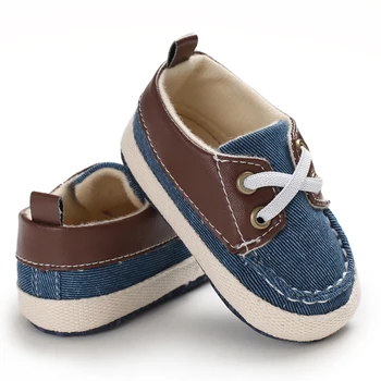 Обувь для новорожденных мальчиков Первые ходунки Детская кроватка Обувь Мягкая подошва Хлопок Противоскользящий холщ Кроссовки Обувь для малышей Prewalker 0-18M