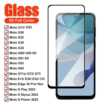 Полностью закаленное стекло для Motorola Moto G14 G13 G20 G22 G23 G30 G32 G50 G51 G53 G60 G72 E13 E32 Edge 30 Neo Полноэкранная Защитная Пленка
