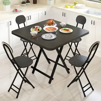 Портативный складной стол Современный простой обеденный стол для гостиной Мебель Кухонный стол из массива дерева Складной стул