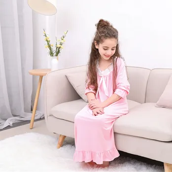 Принцесса Ночная рубашка Пижама Мода Детская одежда для девочек Весна Осень С длинными рукавами Хлопок Мягкий Родитель-ребенок Длинный