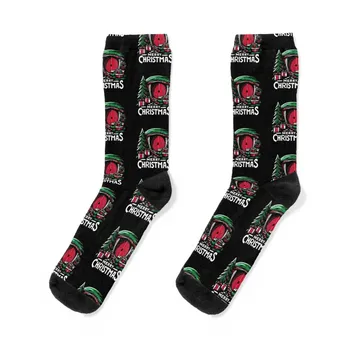Причудливая красная круглая дверь на счастливом Рождестве - Фэнтези Рождественские носки Крутые носки Баскетбол Женские носки Мужские