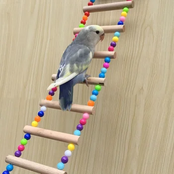 Птицы Домашние животные Попугаи Лестницы Игрушка для лазания Подвесные разноцветные шары с натуральным деревом Лестницы Попугаи Лазают по лестницам и жевательные игрушки