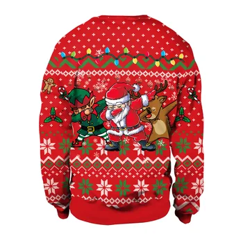 Рождественский олень 3D-печатный свитер с круглым вырезом Верхняя одежда для пары Праздничные толстовки для вечеринок