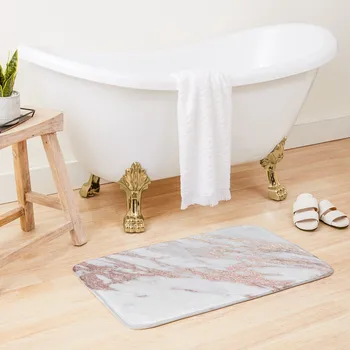 Румяна розовое золото мрамор Коврик для ванны Скольжение для ванной комнаты Интерьер ванной комнаты Полы Коврик