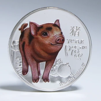 С Новым Годом Подарки Год Свиньи 999 Пробы Серебряная Монета Австралия Животное Елизавета II Памятные Посеребренные Монеты
