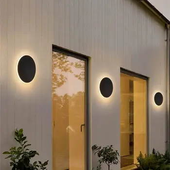  светодиодный скандинавский круглый настенный светильник на открытом воздухе водонепроницаемый светильник для крыльца вход в коридор проход стена светодиодный датчик освещения