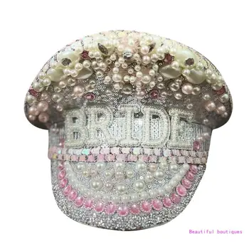 Серебряная блестящая шляпа невесты с бриллиантовыми шипами для девичников Perfect DropShip