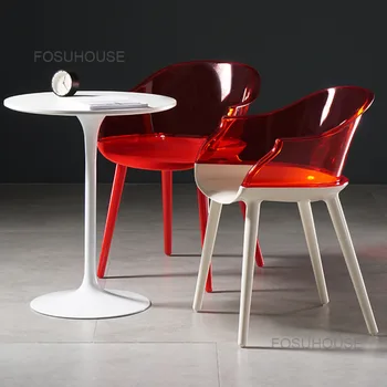 Скандинавские акриловые обеденные стулья Креативный стул-призрак Кресло Прозрачные обеденные стулья Пластиковый хрустальный стул Кухонная мебель