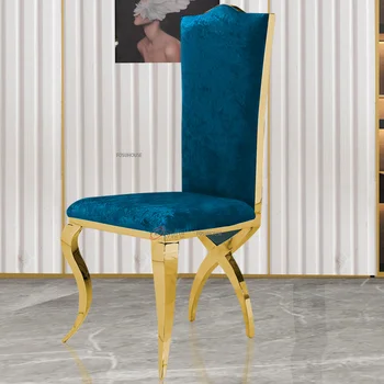 Скандинавские обеденные стулья Мебель для дома Европейский легкий роскошный обеденный стол из нержавеющей стали Стулья Спинка ресторана Кухонный стул
