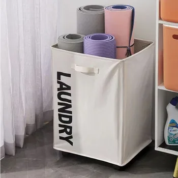  Складная корзина для грязного белья большой емкости с колесиками Портативная корзина для хранения Мешки для белья