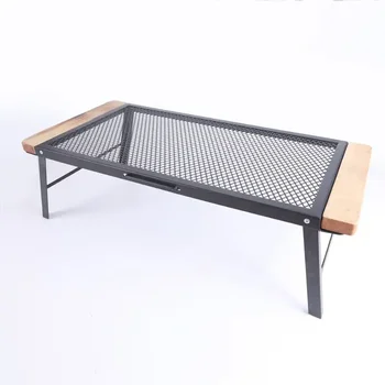 Складной стол для барбекю на открытом воздухе, складной стол для кемпинга, портативный стеллаж для хранения, буковая древесина, стойка для хранения с защитой от ожогов