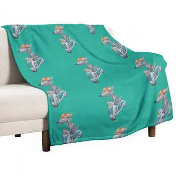 Собака верхом на мопеде, бедлингтон-терьер на мотоцикле бросает одеяло Тепловые одеяла для путешествий Пушистые одеяла Винтажное одеяло