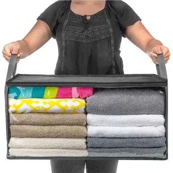  Сумка для хранения одежды Сумка для хранения одеял большой емкости Прочное пылезащитное уплотнение на молнии с ручкой Складная сумка для хранения