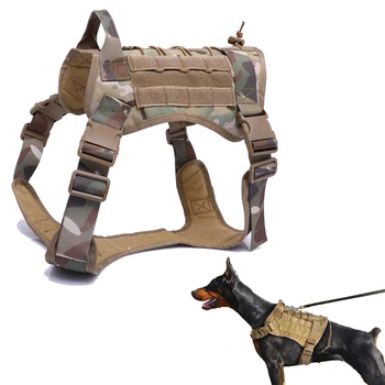 Тактический служебный жилет для собак Дышащая военная одежда для собак Шлейка K9 регулируемого размера Тренировочная охота Molle Dog Тактическая шлейка