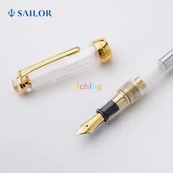 Тонкая перьевая ручка Sailor Professional Gear - прозрачная серебристая отделка из 14-каратного золота с родиевым наконечником, 11-9097, прозрачный корпус из смолы