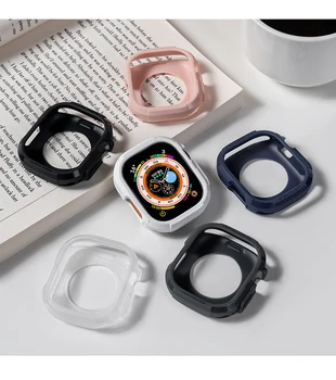 Ударопрочный чехол для Apple Watch Series 8 Ultra 49 мм Бампер из углеродного волокна Крышка из ТПУ для iWatch iWatch Ultra 49 мм Мужчины Женщины
