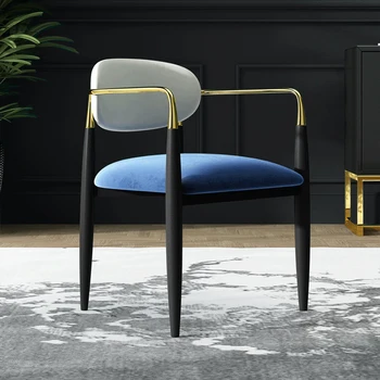 Удобные минималистичные обеденные стулья Nordic Leather Unique Lounge Makeup Chair Velvet Nail Office Домашняя мебель Cadeira