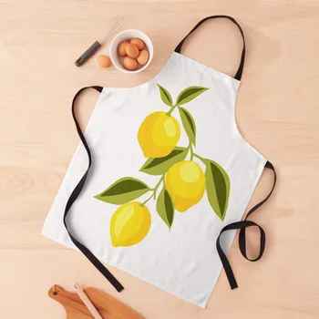 Фартук с рисунком желтых лимонов с карманами домашний женский фартук