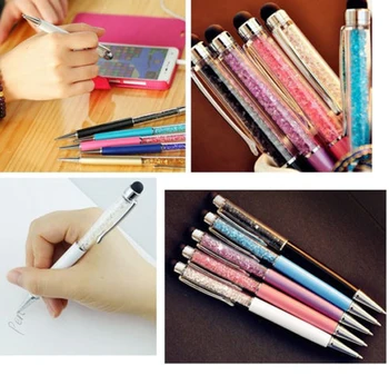 Хрустальная алмазная ручка Многоцветная емкостная ручка с сенсорным экраном Рекламная ручка Ручка со стразами Металлическая шариковая ручка