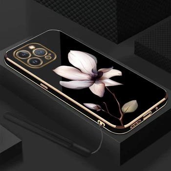 Цветочный чехол с цветочным покрытием для iPhone 15 Pro Plus Max Роскошный мягкий силиконовый чехол Coque Fundas