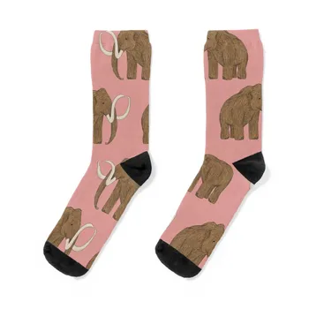 Шерстистый мамонт на сумеречно-розовых носках смешной носок Бег новый год Новый год Мужские носки Женские