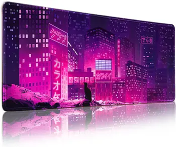Японский аниме Коврик для мыши Фиолетовый большой настольный коврик для ноутбука Клавиатура для ПК Водонепроницаемый и нескользящий коврик для мыши и Cyberpunk Mice Pad Подарок