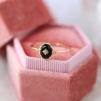 Японское врезное анти-черное агатовое кольцо женское Ins Light Роскошное ретро Ниша Открытое кольцо
