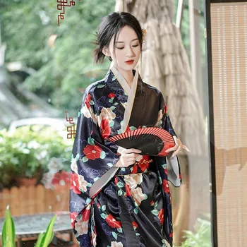 Японское традиционное кимоно юката с оби винтаж женщины вечернее платье гейша кимоно винтаж женщины сценическое шоу костюм косплей