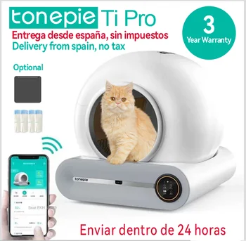 【Английская версия】Tonepie 65L Автоматический умный кошачий туалет Самоочищающийся полностью закрытый лоток для кошачьего туалета Лоток для туалета домашних животных